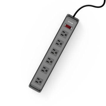 DIKE 工業級鋁合金一開六座電源延長線-2.7M DAH169BK
