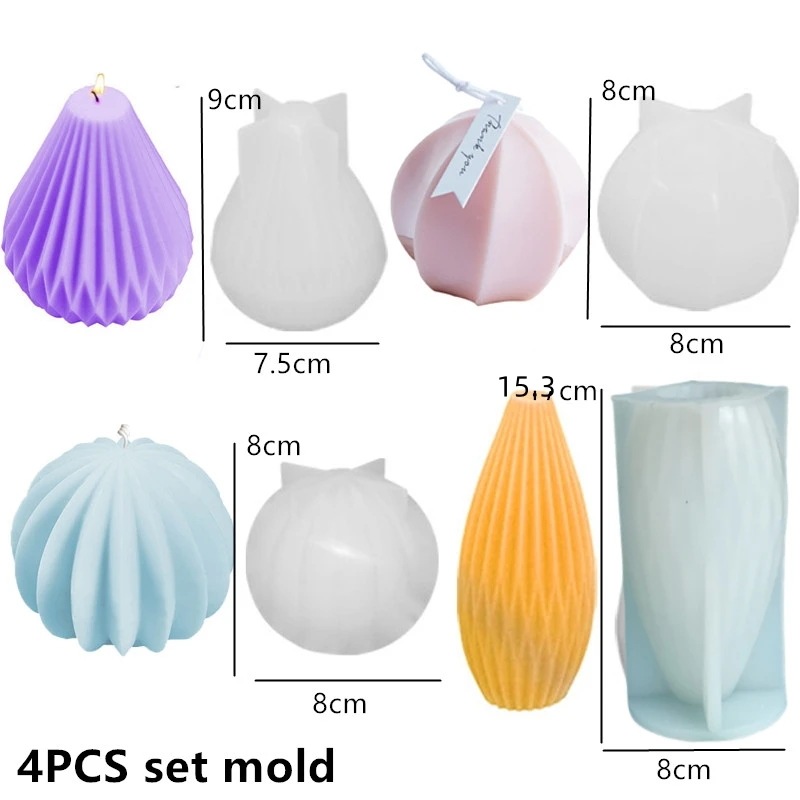 DIYキャンドル型シリコンモールド幾何学金型3D形状エポキシ樹脂石鹸クラフト金型家の装飾 pcs set mold