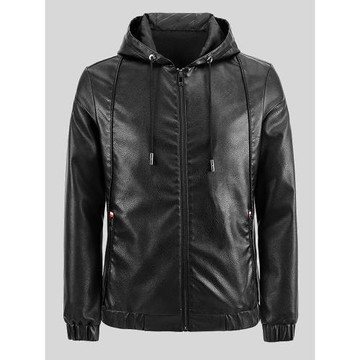 連帽皮衣男士春秋季外套薄款皮夾克男潮流帥氣韓版青年修身機車服