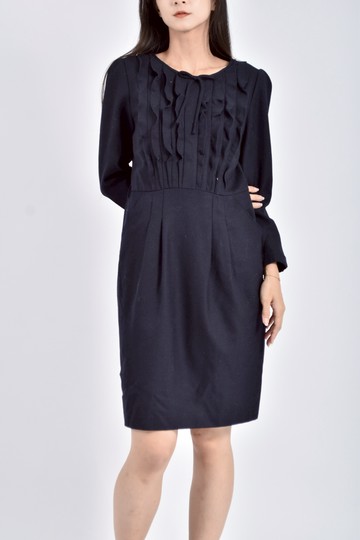 (S) perng yuh長袖深藍色洋裝