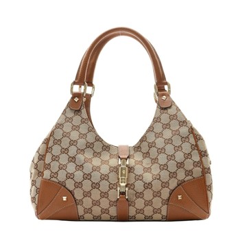 GUCCI 古馳 Jackie 肩背包 棕色 帆布 124407 【二手名牌BRAND OFF】