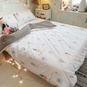 夏日粉仙人掌 涼被乙件 四季磨毛布 北歐風 台灣製 棉床本舖