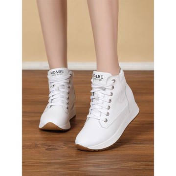 2025秋冬內增高女鞋加絨休閑鞋7cm高幫鞋真皮棉靴子女小個子保暖