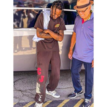 Travis Scott Astrofest Cactus Jack音樂節CJ毛巾繡長褲運動衛褲