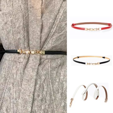 FoxBi.李琳碎珠皮革超細腰帶皮帶