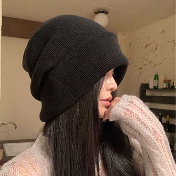 ✨精選好物✨大頭圍堆堆帽  寬鬆堆堆帽女 大頭包臉針織帽 純色毛線帽 情侶冷帽 慵懶風鬆弛感毛線帽 針織堆堆帽 秋冬帽子