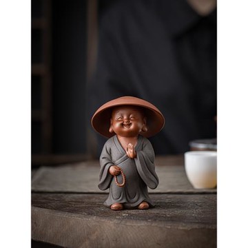 宇軒 創意行者小和尚紫砂茶寵茶漏茶濾茶葉茶具創意全瓷過濾擺件