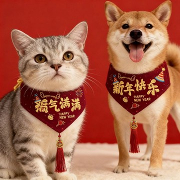 寵物 圍脖 貓咪 寵物 狗狗  春節寵物圍巾 裝飾品 項圈圍兜裝扮