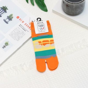 TABI-JI奈良足袋襪(分趾襪)-踝襪(19-23公分)-江之電(橘/綠)