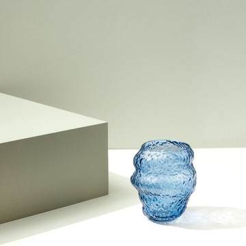 【HÜBSCH微瑕出清品】 - 661208 極光水藍色不規則造型玻璃花瓶