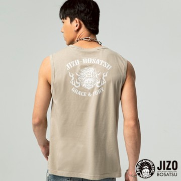 地藏小王 BLUE WAY – 火閻LOGO純棉背心(卡其灰)/網路獨家