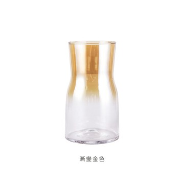 【好物良品】INS風雙色漸變手工玻璃花瓶 花藝花器 插花裝飾品 桌面餐桌擺飾-漸變金色