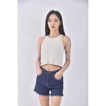 (S) 丹寧牛仔抽鬚藍色短褲二手衣