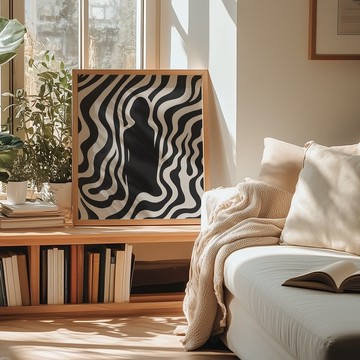 靜默之形 Silhouette in Silence / 黑白抽象人物掛畫 海報