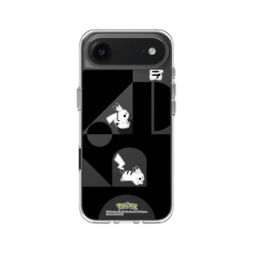 iPhone Air Clear Case（相機按鈕） 透明 - 寶可夢 Pokemon - 皮卡丘與積木-黑白版