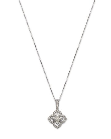 Bloomingdale's Fine Collection Diamond Clover Pendant Necklace in 14K White Gold, 0.50 ct. t. w