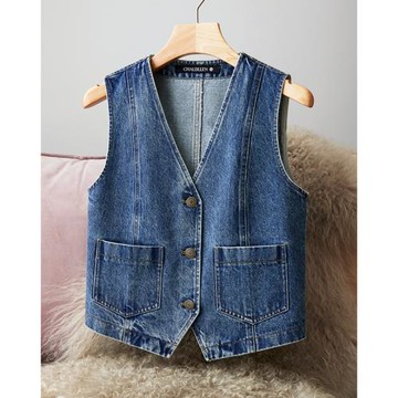 查琳CHARLAINE 時尚牛仔馬甲女新款春秋無袖百搭氣質馬夾潮N27