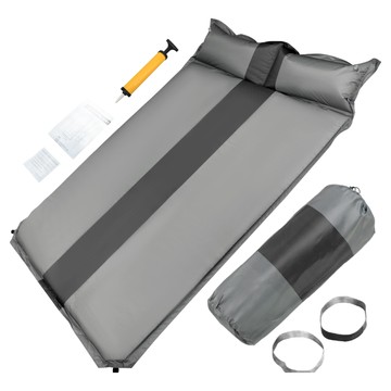 Tamsaa 自動充氣睡墊+打氣筒組 防水  雙人 190 x 132 x 4.5cm  灰色