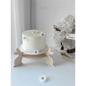 ins韓版木質兔子蛋糕托盤野餐甜點高腳擺盤森系生日宴點心松鼠托