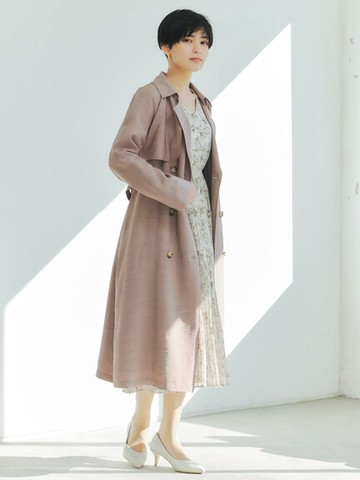 典雅純色長版風衣-附腰帶(7A21L0Y0300) - YECCA VECCA