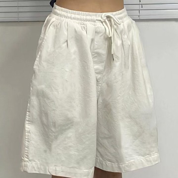 五分褲 女 休閒褲短褲 工裝棉白色短褲男女夏寬鬆百搭學生休閒夏季外穿高腰闊腿五分褲0805