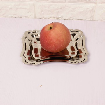 歐式創意不銹鋼毛巾碟濕巾碟零食小食碟子盤子KTV果盤花形餐巾盤