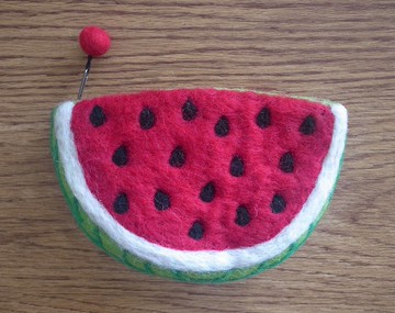羊毛氈  手工 零錢包 萬用袋 西瓜
