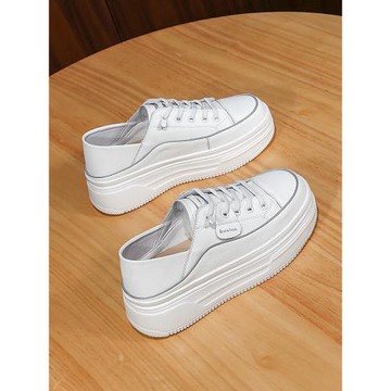 真皮厚底板鞋女秋2025新款春秋季ins潮百搭小眾韓系休閑小白鞋子