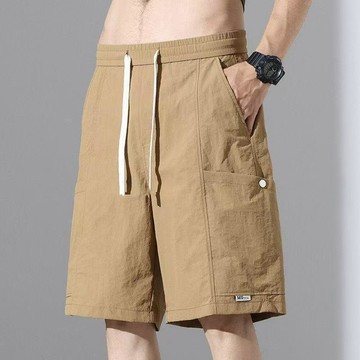 夏季薄款男士外穿短褲寬鬆直筒冰絲2025新款休閒運動工裝五分褲子