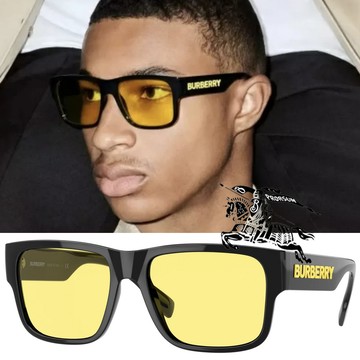 BURBERRY 巴寶莉 時尚方框夜視太陽眼鏡 BE4358 300185 黑框夜視鏡片 公司貨 公司貨