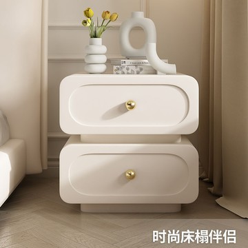公司貨免運 可開發票 臥室家用輕奢實木床頭柜簡約現代法式奶油風儲物柜黑色皮質床邊柜 快速出貨
