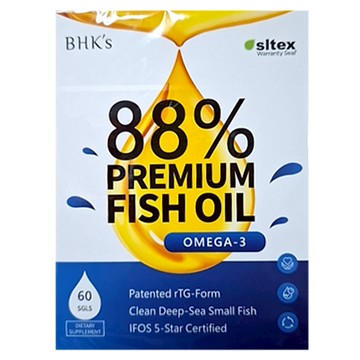 BHK's 88% Omega-3 魚油軟膠囊 專利rTG型 西班牙大廠Solutex魚油  60顆  1盒