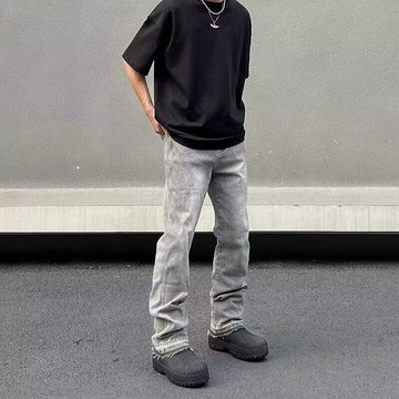 青少年美式復古高街牛仔長褲青春流行潮流痞帥小眾設計感男牛仔褲鑫弘-衣錦男裝