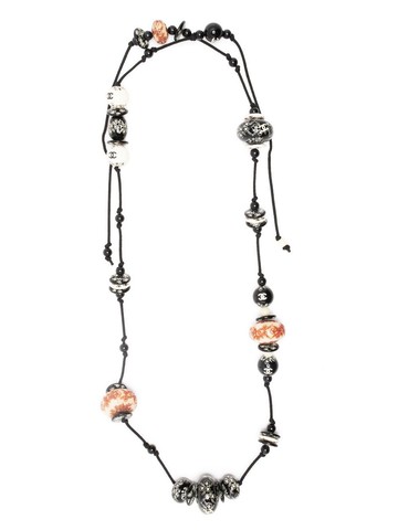 CHANEL Pre-Owned - 2006 pre-owned Runway beaded necklace - women - Lucite/Cotton - One Size - Black