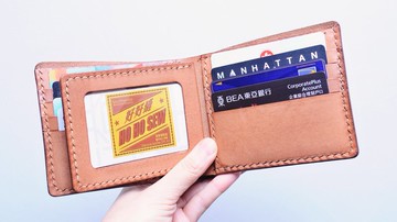 8咭位相片短夾 - 好好縫 皮革材料包 免費刻字 手工包 情侶銀包 皮夾 短銀包 短財 簡約實用 意大利皮 植鞣革 皮革DIY