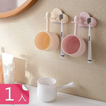 【荷生活】PP材質壁掛式牙刷漱口杯架組 免打孔雲朵造型洗漱套組-1入組