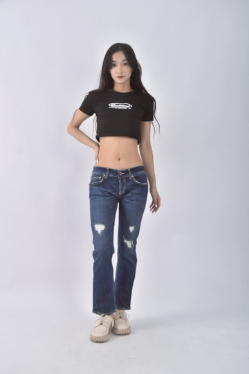 (L) 丹寧牛仔修身藍色長褲