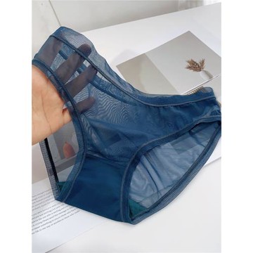 純色輕薄款網紗內褲女中腰包臀無痕裸感透明性感女生三角褲純棉襠