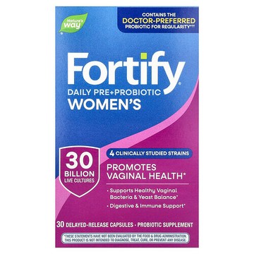 Nature's Way, Fortify，女性益生菌 + 益生元，日常護理，300 億，30 粒緩釋膠囊