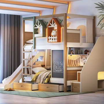 免運公司貨 樹屋床 兒童床 儿童床 高低床 实木树屋城堡子母床 小户型姐弟互不干扰上下床 双层床 可開發票 全館五折 工廠現貨直銷 新品特價 z11012