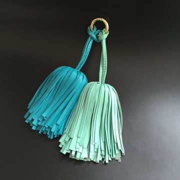 ins時尚手工新品創意純皮黑色長流蘇包包掛件女包配飾鑰匙扣掛飾