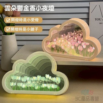 現貨隔日達🔥雲朵鬱金香花海小夜燈 鏡面小夜燈 夜燈 鏡子 手作材料包 交換禮物 畢業禮物 情人節禮物 生日禮物
