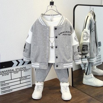 男童套裝春秋裝2025新款小兒童洋氣時尚寶寶春季網紅炸街棒球服潮