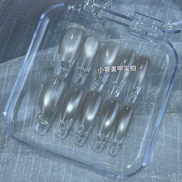 💅女皇首選💅冰封蝴蝶 純手工穿戴甲 清冷蝴蝶 春夏冰透高級感美甲 假指甲貼片 美甲師小美 超重工穿戴甲