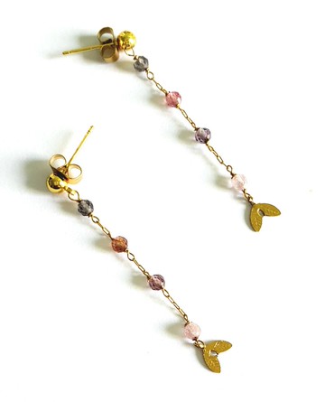 天然彩色尖晶石吊款耳環