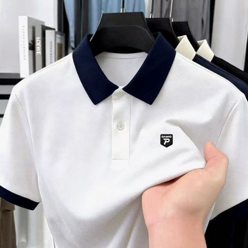 【上新 春夏短袖 男裝短袖POLO  短袖 Polo衫】100%纯棉夏季新款高级男士POLO衫百搭潮流拼色合身轻薄款短袖