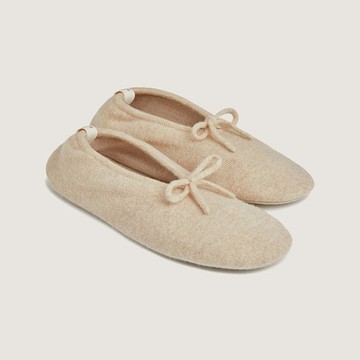 Strathberry - Mull Pure Cashmere Ballet Slippers - Beige / Natural
