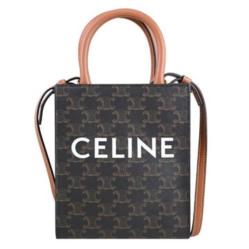 CELINE Mini Triomphe Cabas 迷你直式兩用斜背手袋包.深咖