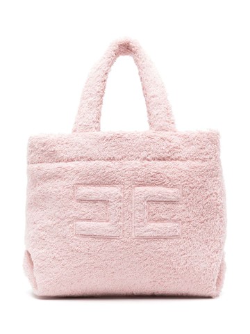 Elisabetta Franchi La Mia Bambina - logo-embroidered towelling-finish tote bag - kids - Elastane/Cotton/Polyester/Cotton - One Size - Pink