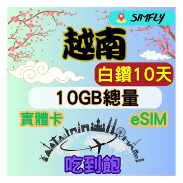 SIMFLY 越南 10天內高速10GB量到降速吃到飽